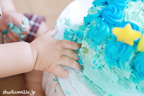 1歳スマッシュケーキ＊フェレットちゃんもご家族撮影！